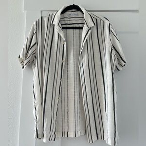 Zara NWOT linen button up b&w stripped